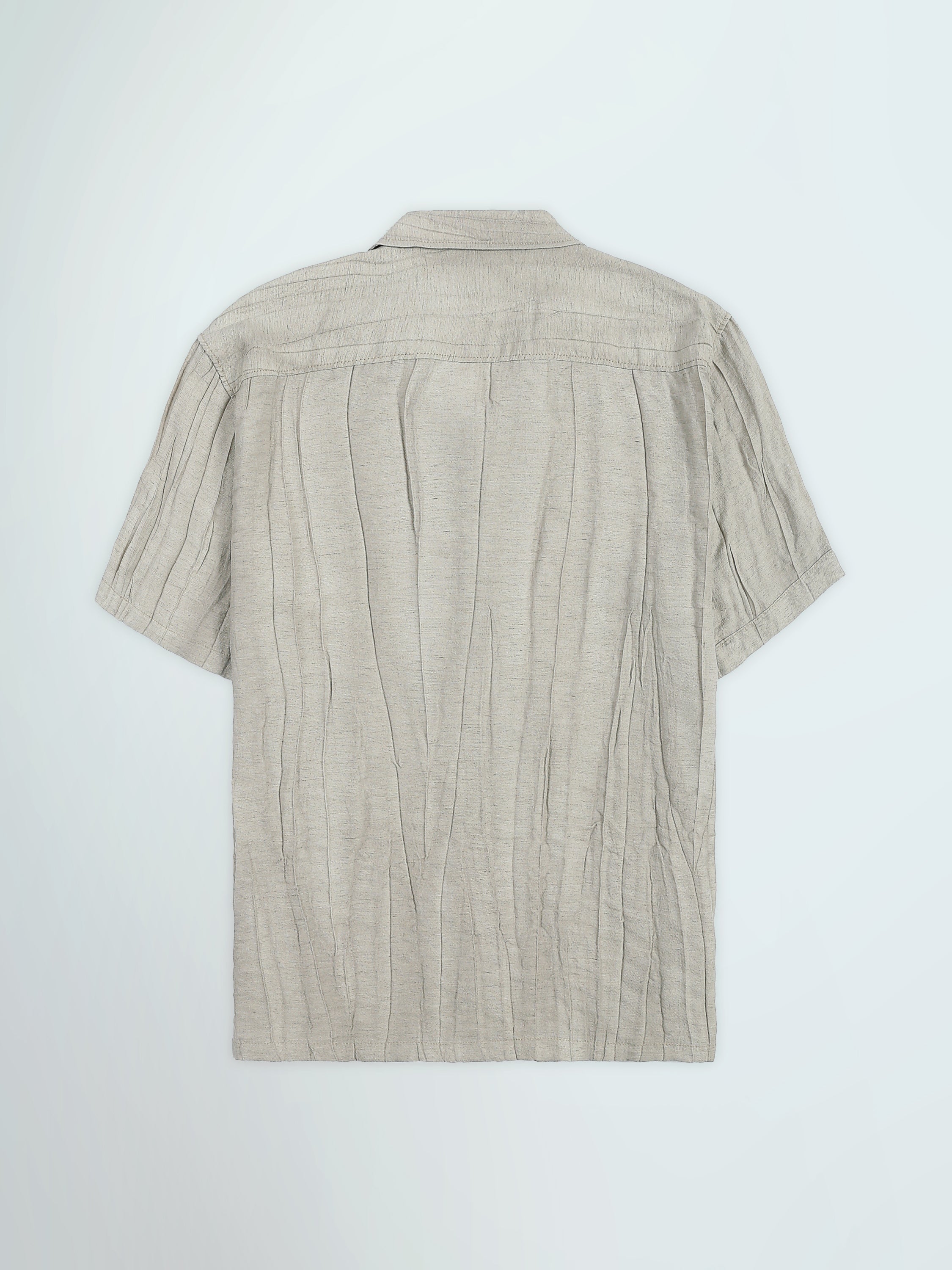 Town Team - Men's Oversized cotton Short Sleeves Shirts Beige Cotton Blend