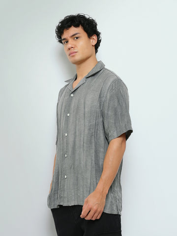 Town Team - Men's Oversized cotton Short Sleeves Shirts Beige Cotton Blend