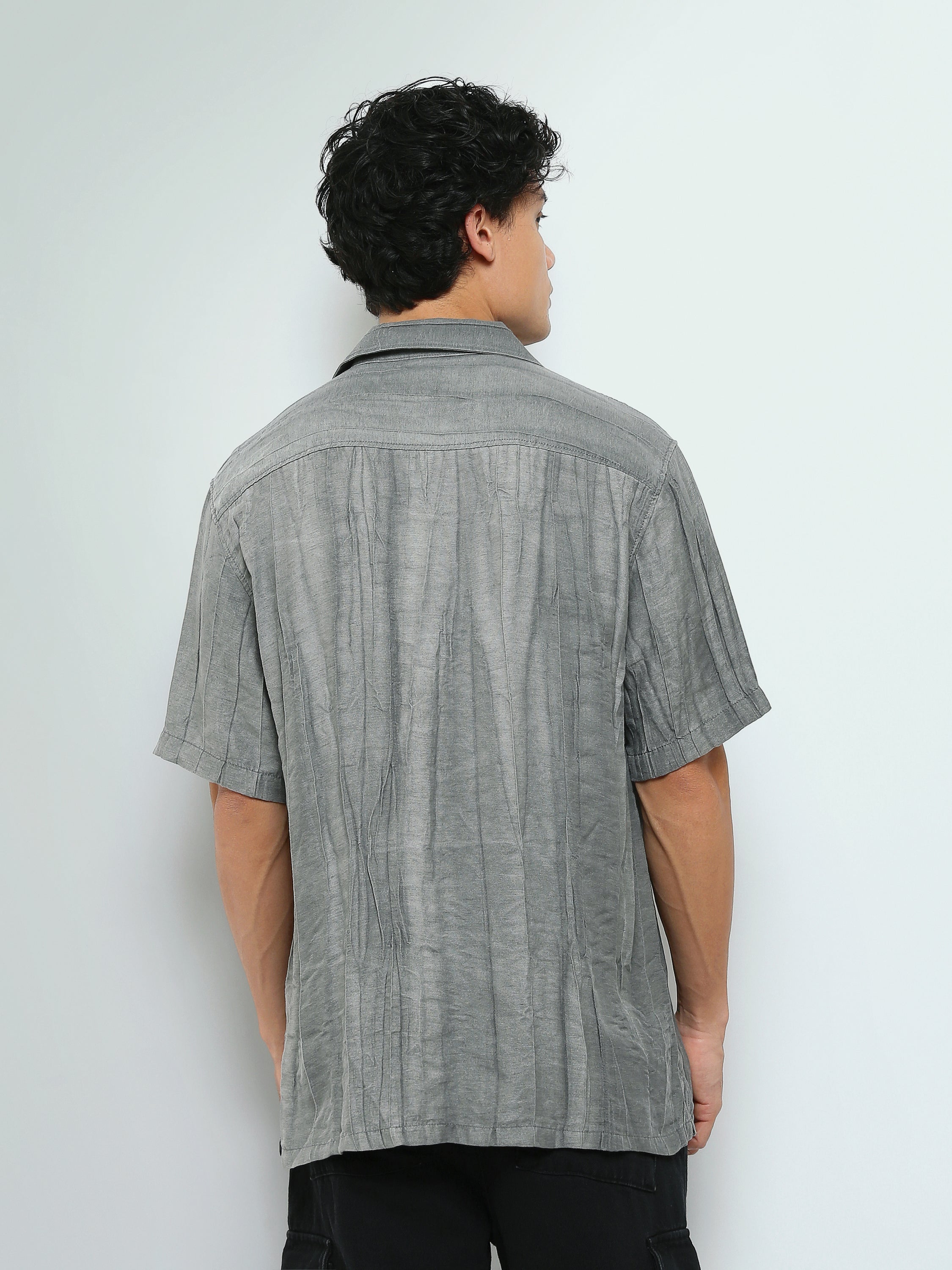Town Team - Men's Oversized cotton Short Sleeves Shirts Beige Cotton Blend