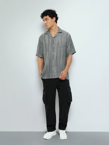 Town Team - Men's Oversized cotton Short Sleeves Shirts Beige Cotton Blend