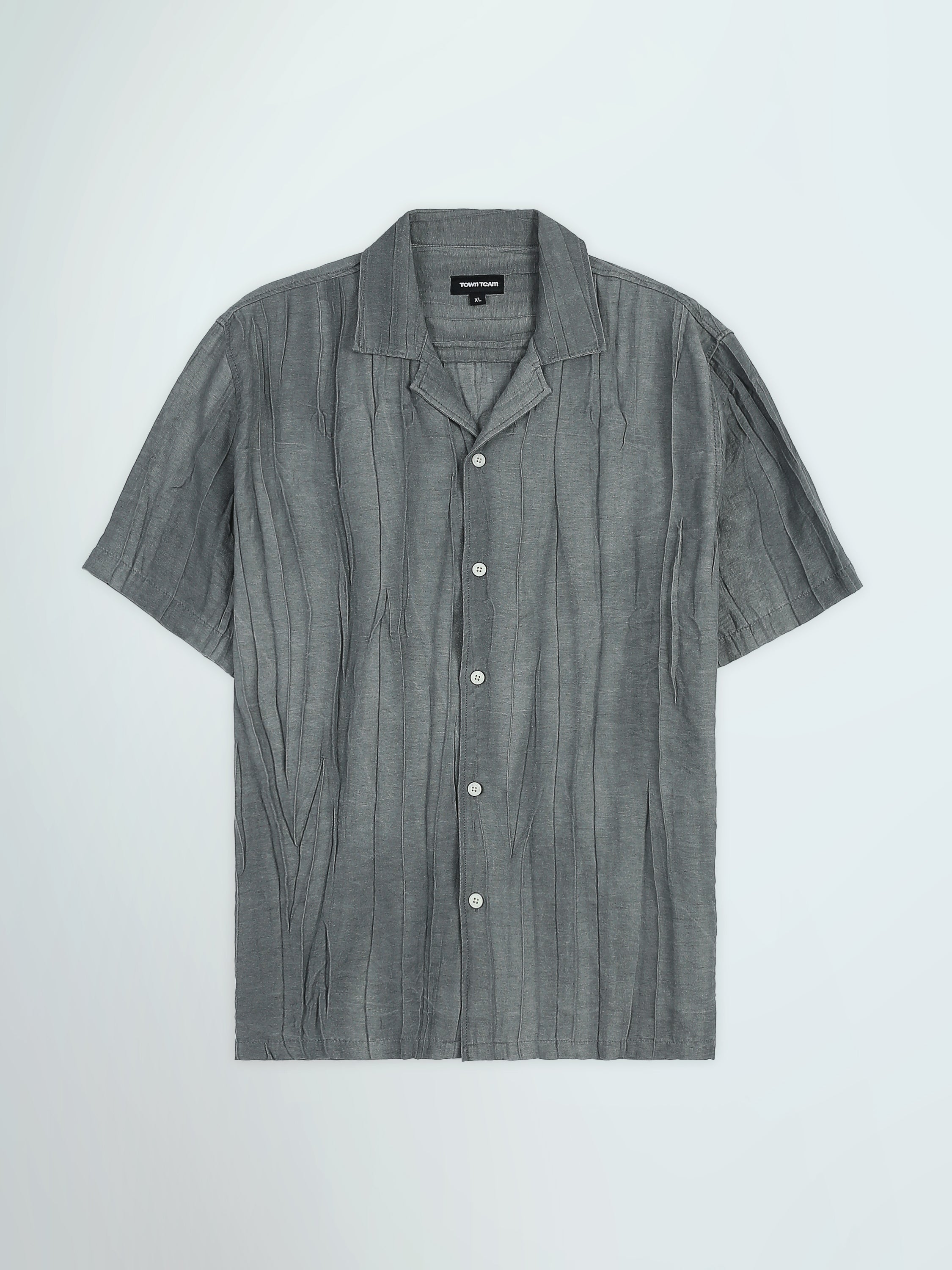 Town Team - Men's Oversized cotton Short Sleeves Shirts Beige Cotton Blend