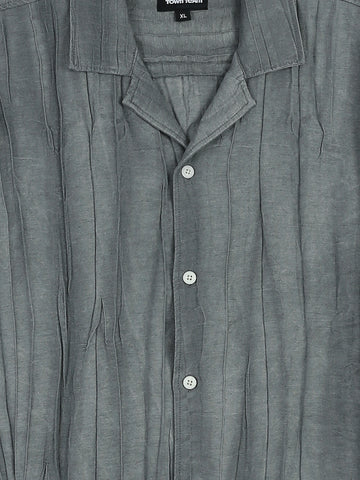 Town Team - Men's Oversized cotton Short Sleeves Shirts Beige Cotton Blend