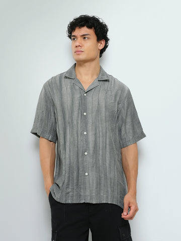 Town Team - Men's Oversized cotton Short Sleeves Shirts Beige Cotton Blend