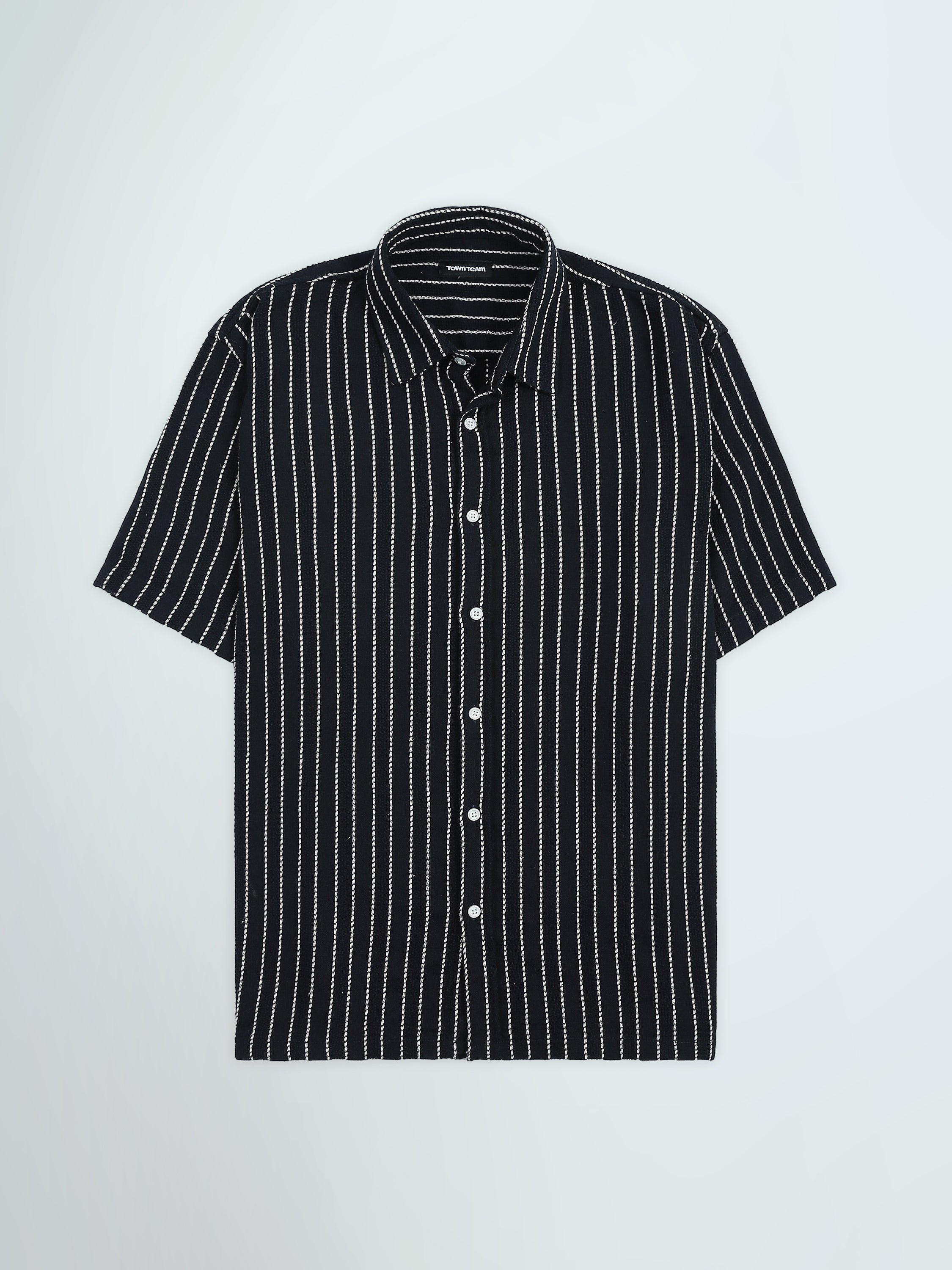 Town Team - Men's Oversized cotton Short Sleeves Shirts NVY/WHT Pure Cotton