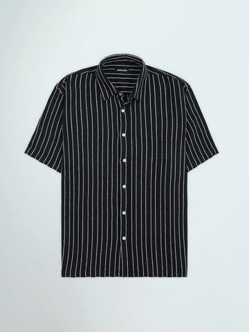 Town Team - Men's Oversized cotton Short Sleeves Shirts NVY/WHT Pure Cotton