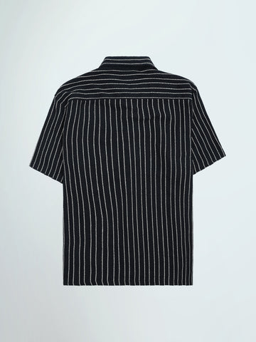 Town Team - Men's Oversized cotton Short Sleeves Shirts NVY/WHT Pure Cotton