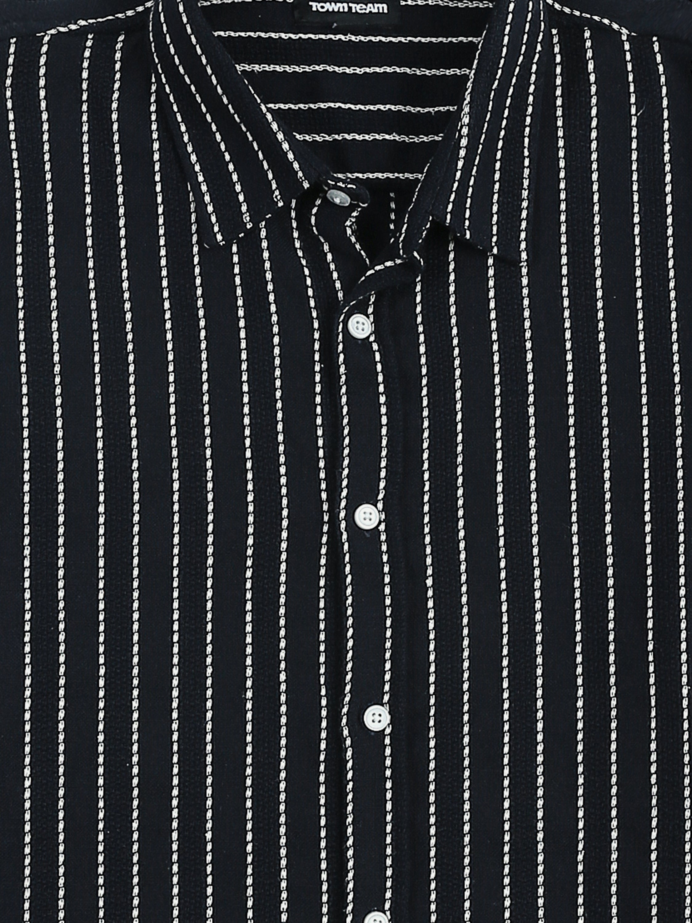 Town Team - Men's Oversized cotton Short Sleeves Shirts NVY/WHT Pure Cotton