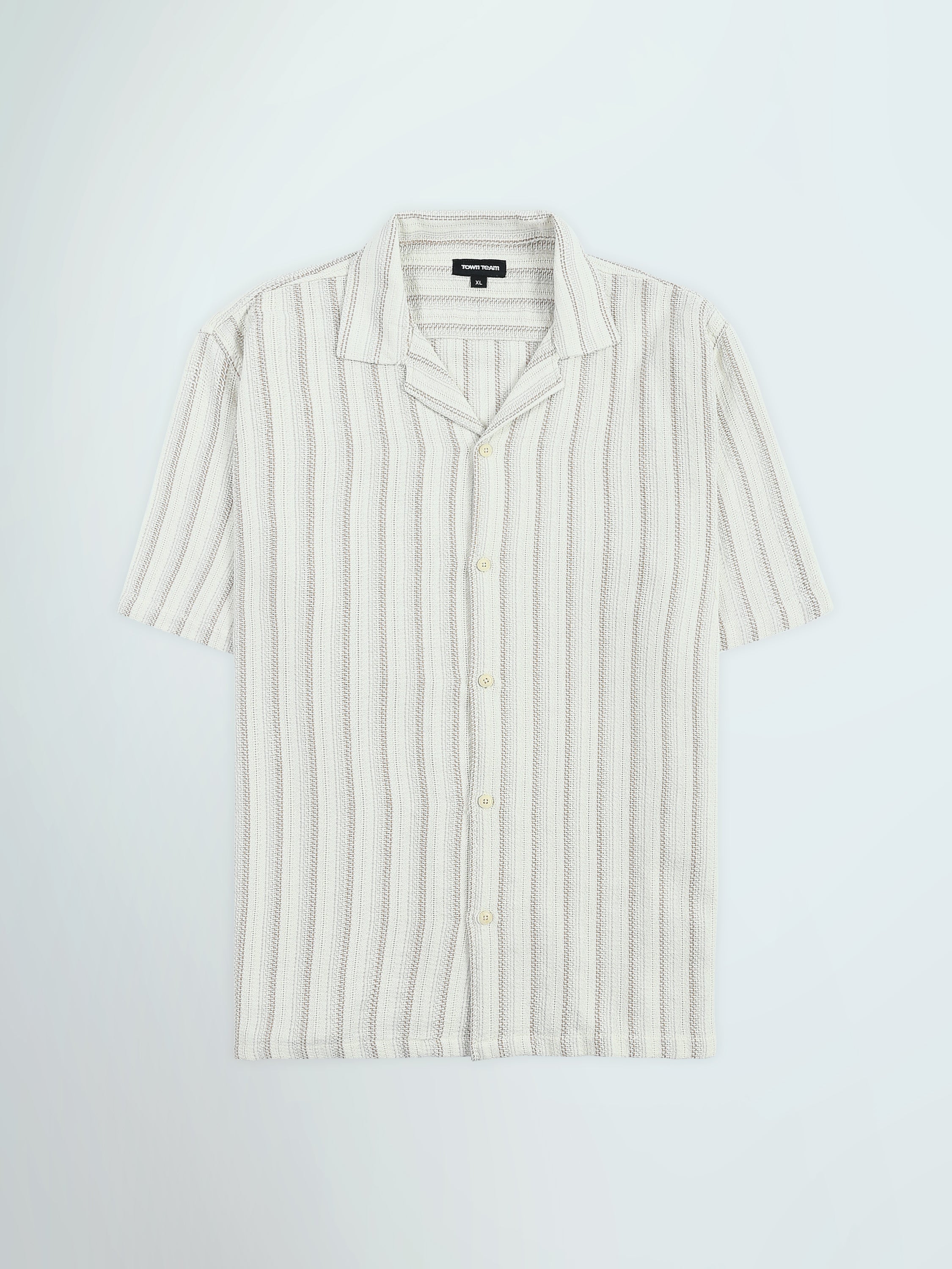 Town Team - Men's Oversized cotton Short Sleeves Shirts WHT/BEG Cotton Blend