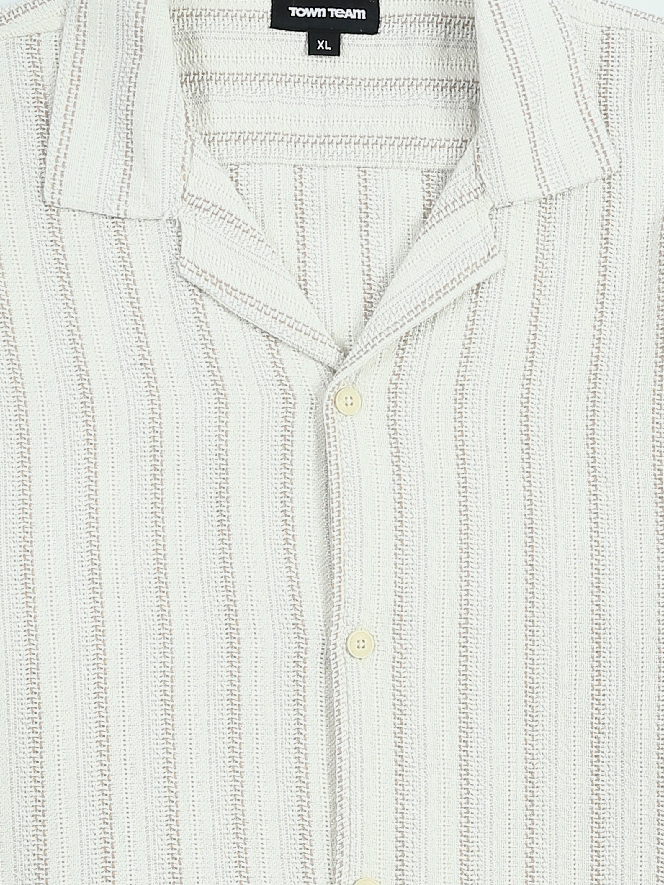 Town Team - Men's Oversized cotton Short Sleeves Shirts WHT/BEG Cotton Blend
