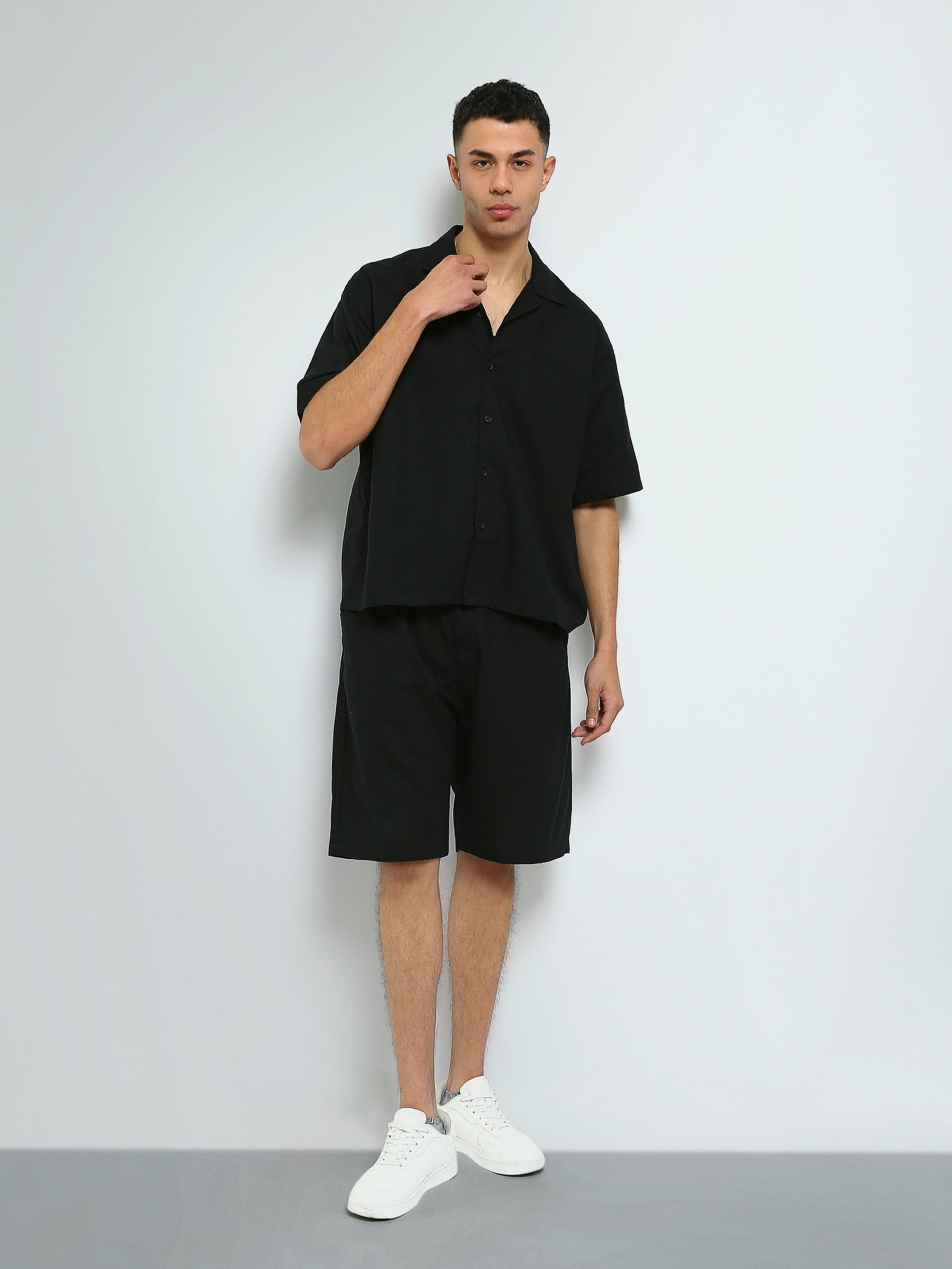 Town Team - Men's plain top Shirt Sets Orange Linen
