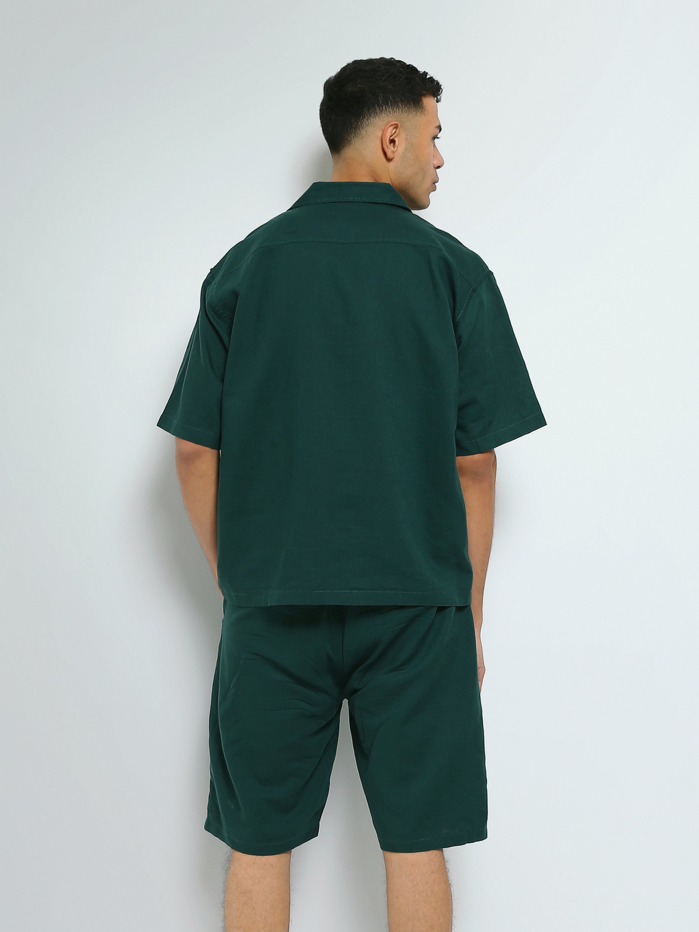 Town Team - Men's plain top Shirt Sets Orange Linen