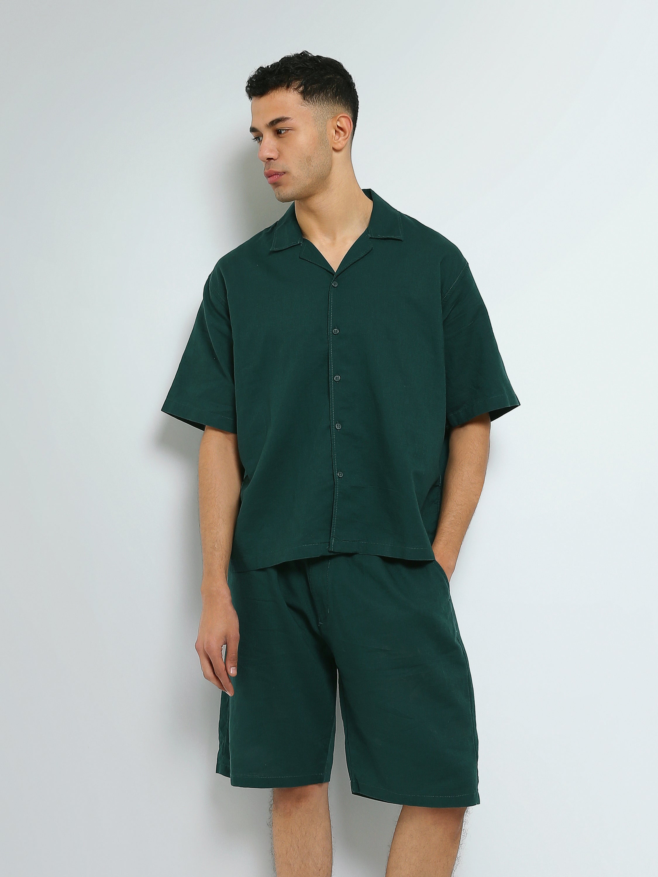 Town Team - Men's plain top Shirt Sets Orange Linen