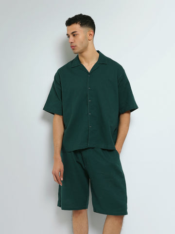Town Team - Men's plain top Shirt Sets Orange Linen