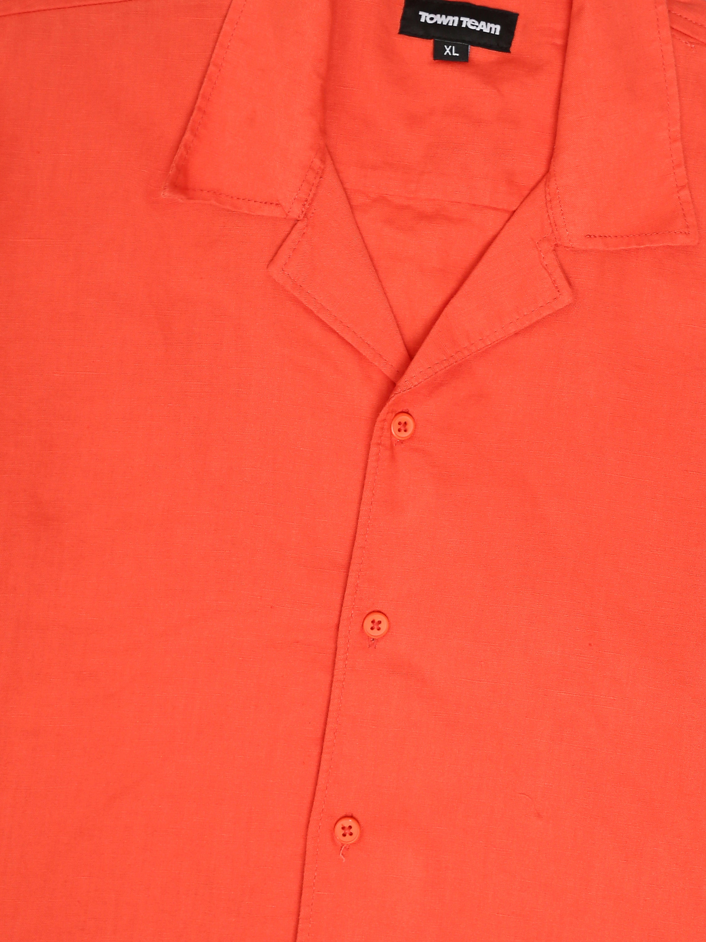 Town Team - Men's plain top Shirt Sets Orange Linen
