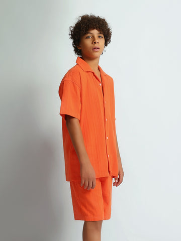 Shirt Sets oversize fit shirt + relaxed fit short texture top