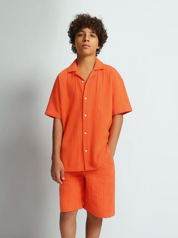 Shirt Sets oversize fit shirt + relaxed fit short texture top