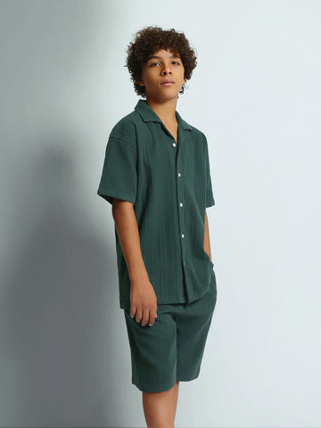 Shirt Sets oversize fit shirt + relaxed fit short texture top
