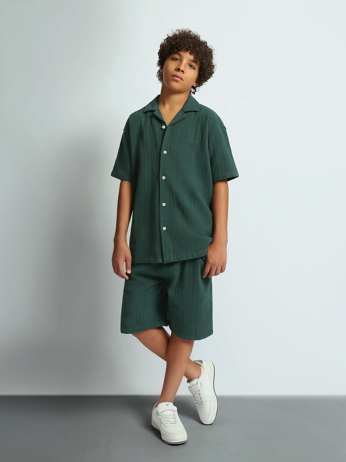 Shirt Sets oversize fit shirt + relaxed fit short texture top