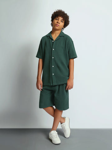 Shirt Sets oversize fit shirt + relaxed fit short texture top