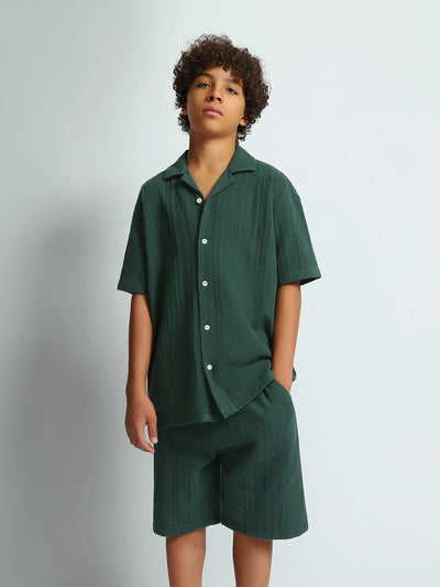 Shirt Sets oversize fit shirt + relaxed fit short texture top