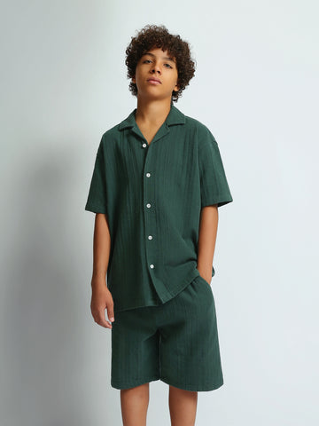 Shirt Sets oversize fit shirt + relaxed fit short texture top