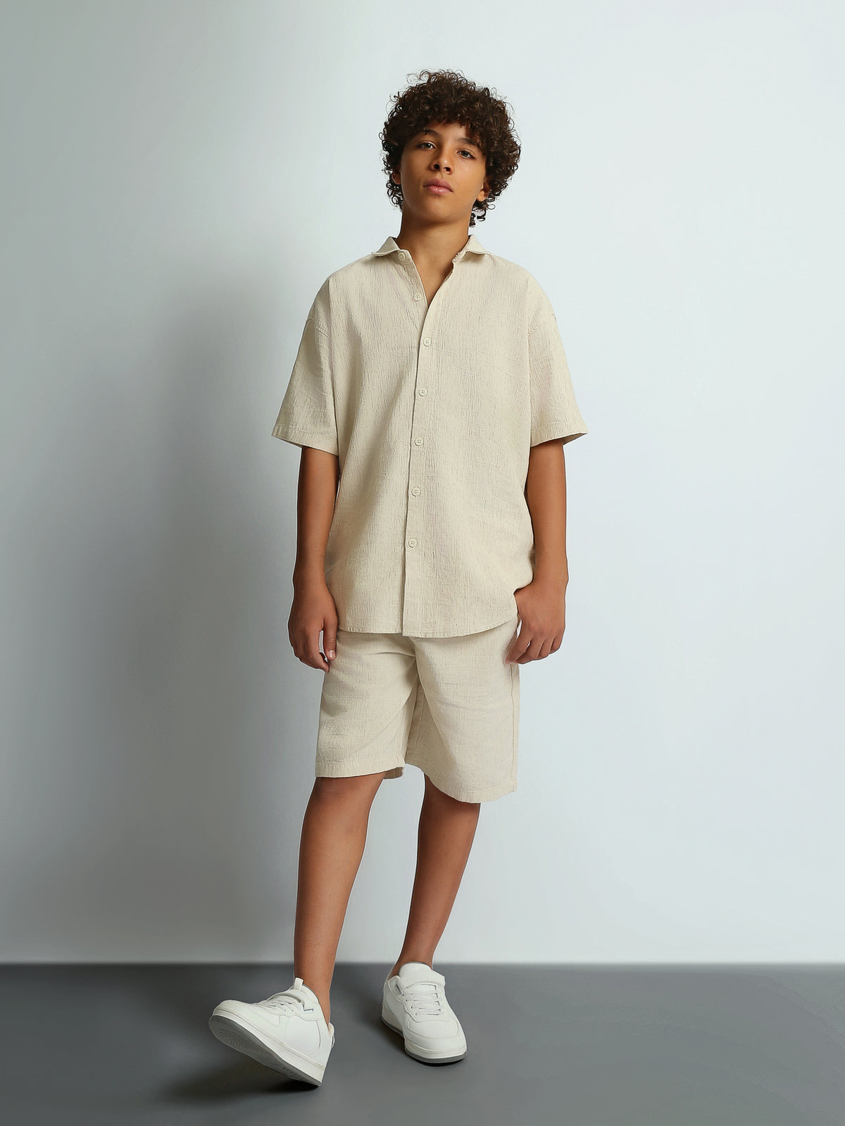 Shirt Sets oversize fit shirt + relaxed fit short plain top