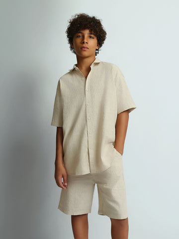 Shirt Sets oversize fit shirt + relaxed fit short plain top
