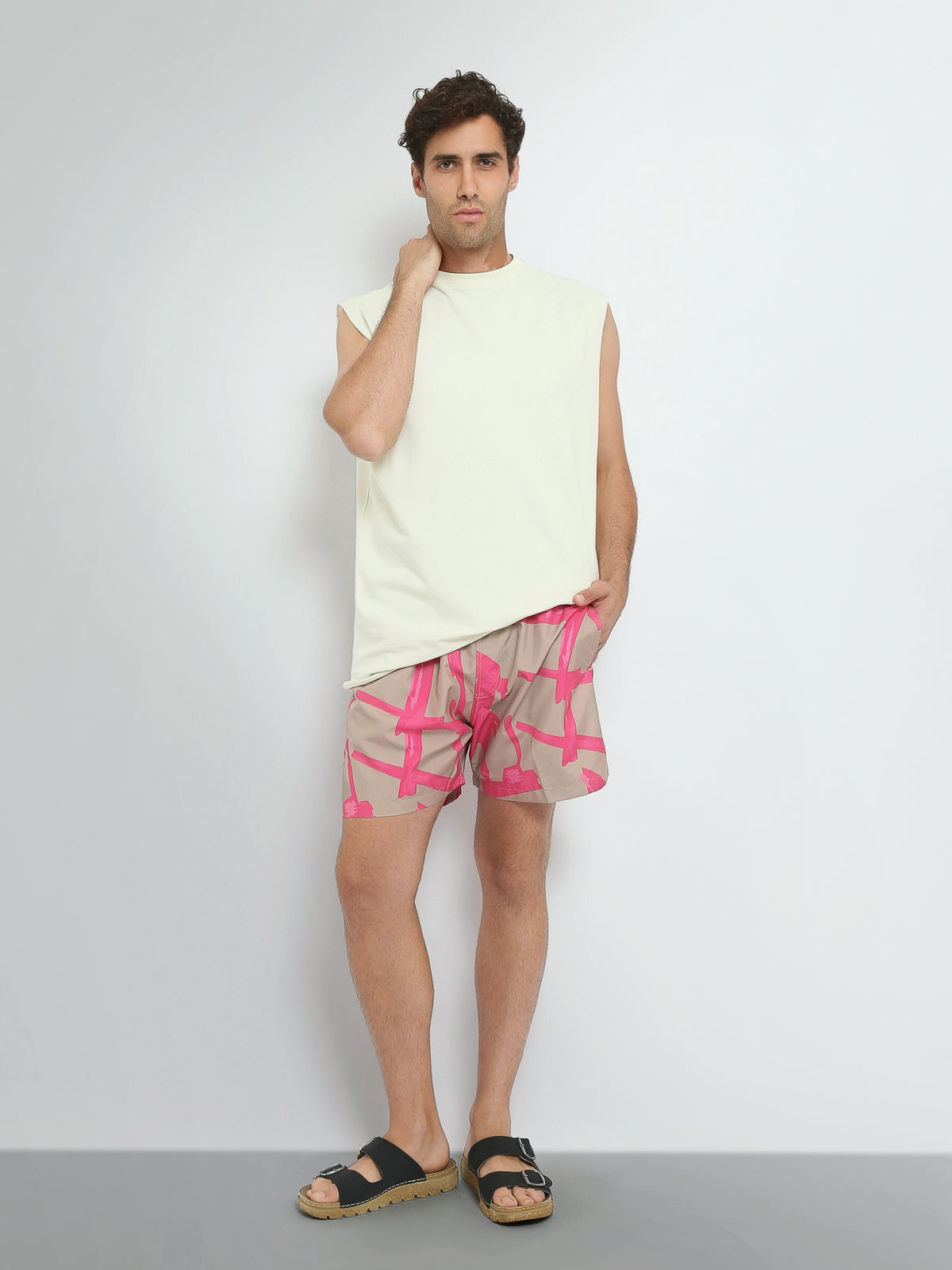 Town Team swim shorts all-over print Beige