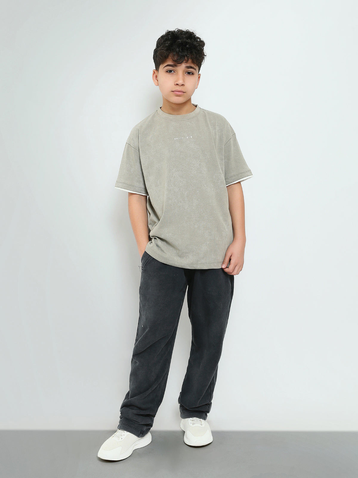 Town Team - Men's Baggy basic Teens Boys Sweatpants Charcoal Mixed fabric