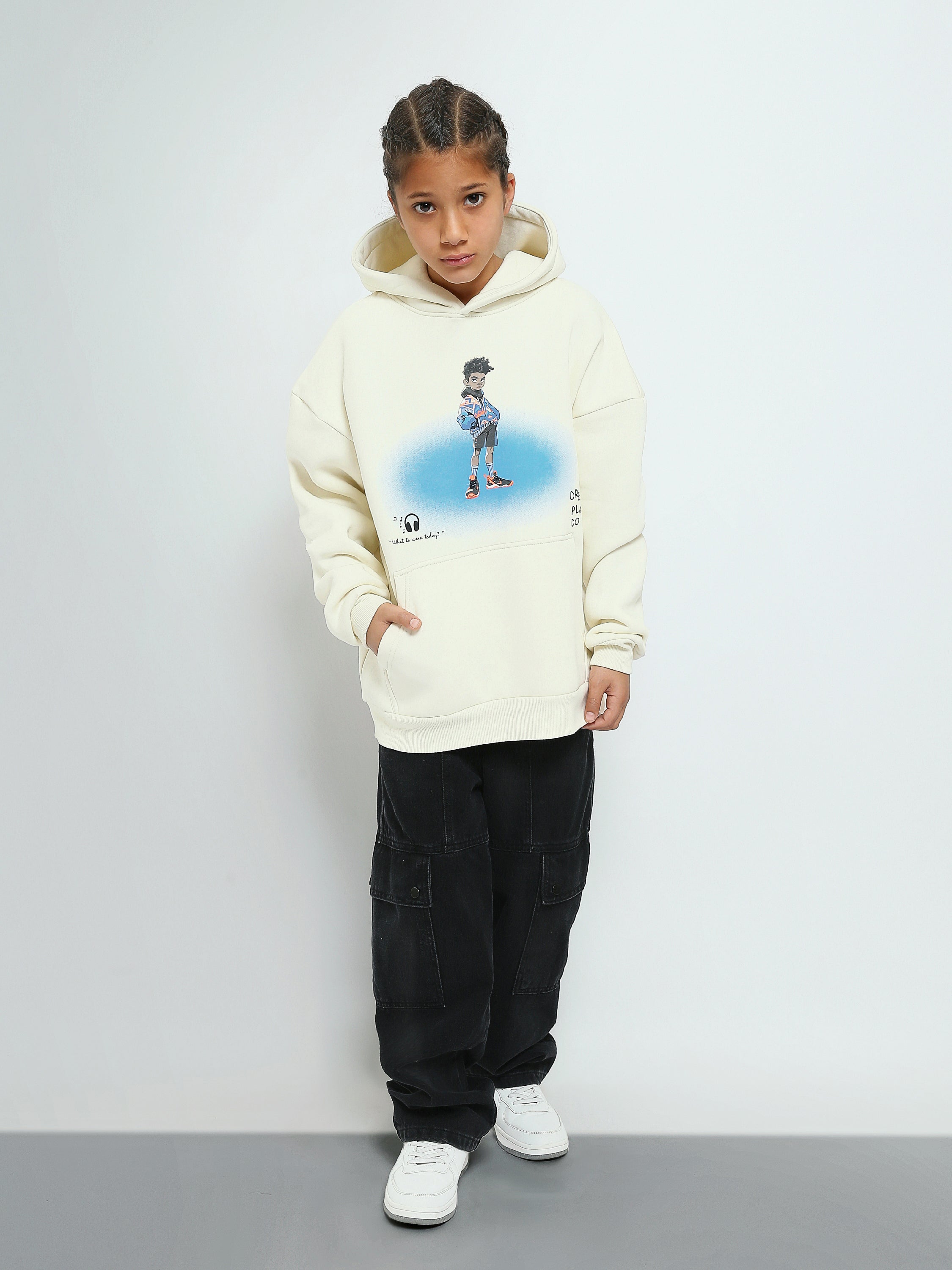 Town Team - Kids' Oversized printed Boys Sweatshirts OFF WHIT