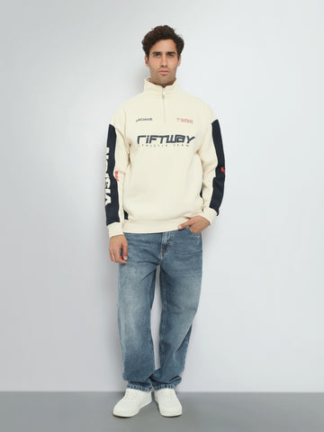 Town Team sweatshirts printed relaxed fit WHT/NVY