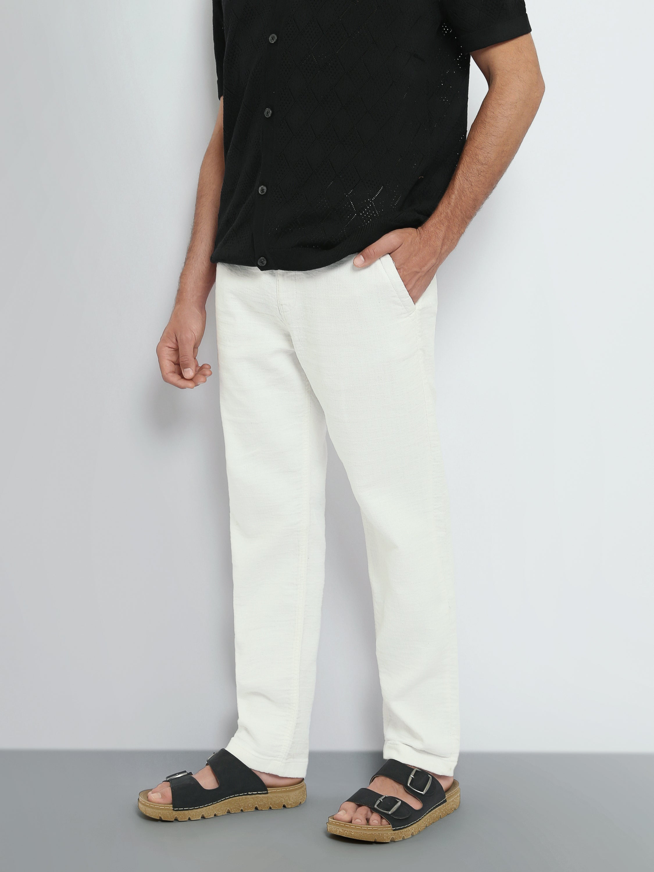 Town Team linen trousers side pocket regular fit OFF WHIT