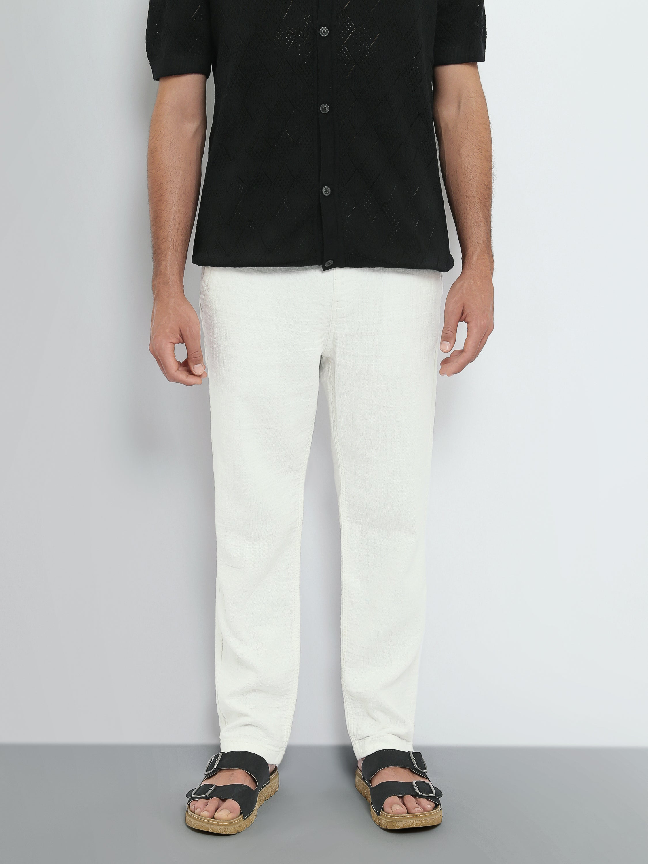 Town Team linen trousers side pocket regular fit OFF WHIT