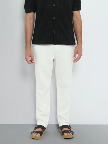 Town Team linen trousers side pocket regular fit OFF WHIT