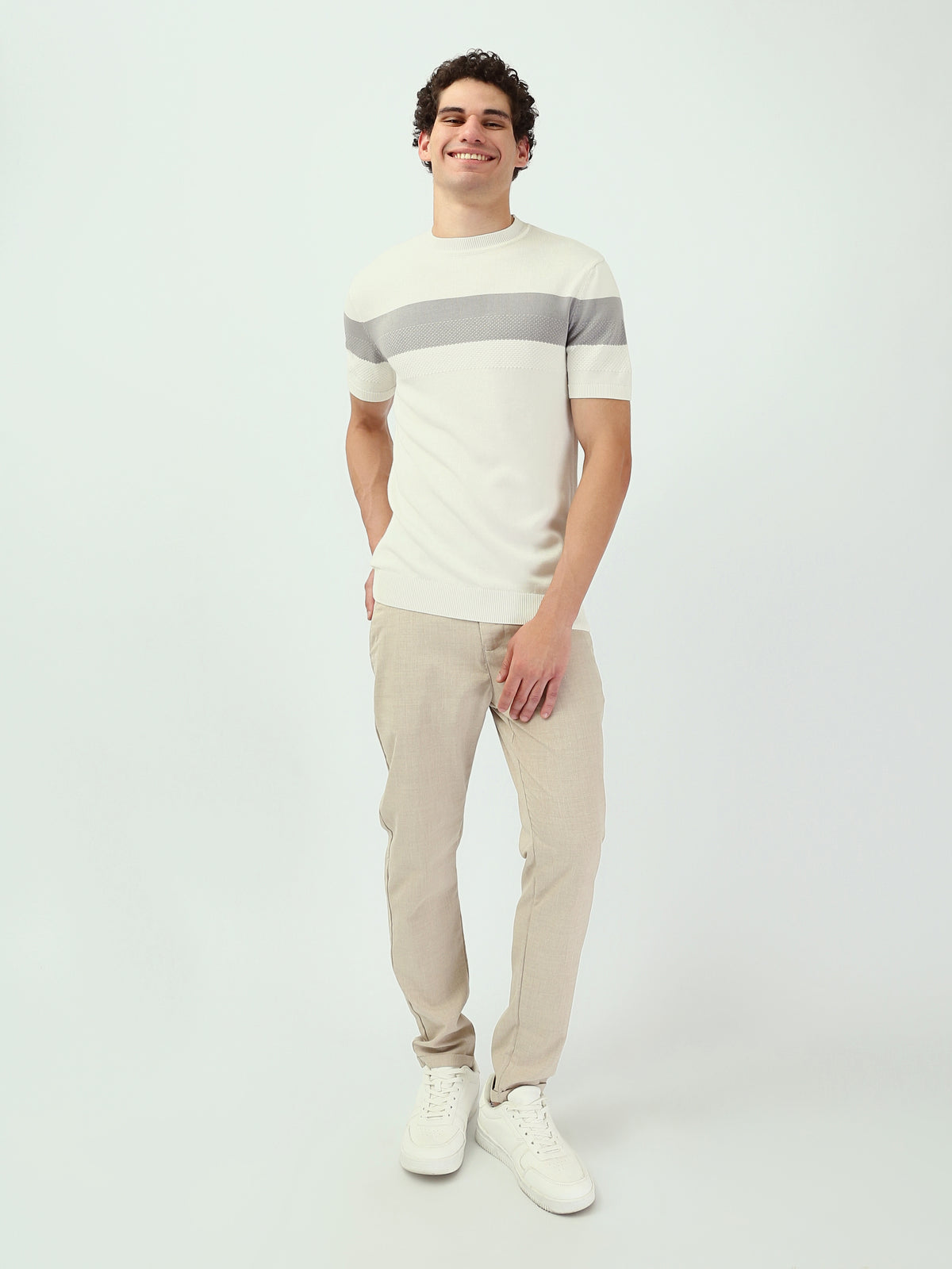 Town Team - Men's Slim round-neck T-shirts White Knit