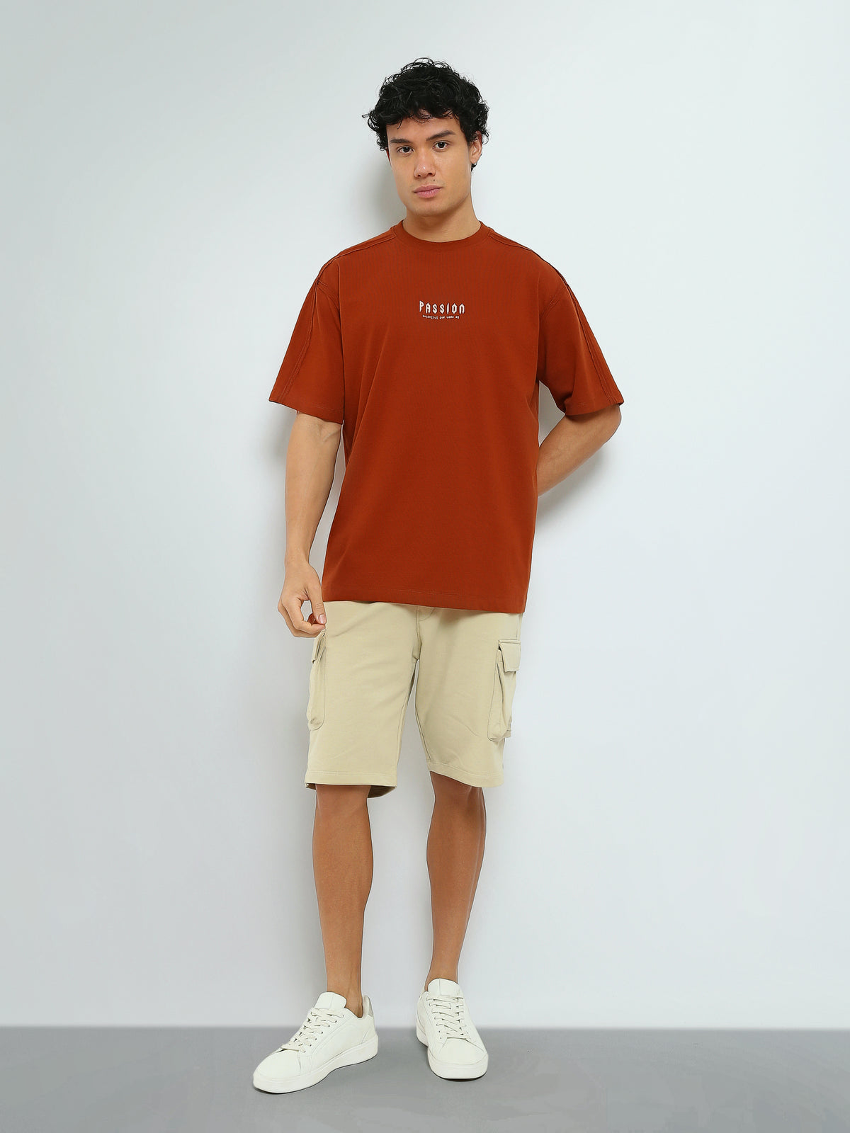 Town Team - Men's Relaxed round-neck T-shirts Brick Mixed fabric