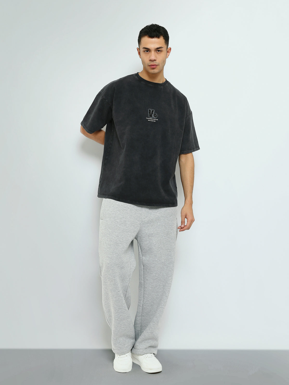 Town Team - Men's relaxed round-neck T-shirts Charcoal Mixed fabric