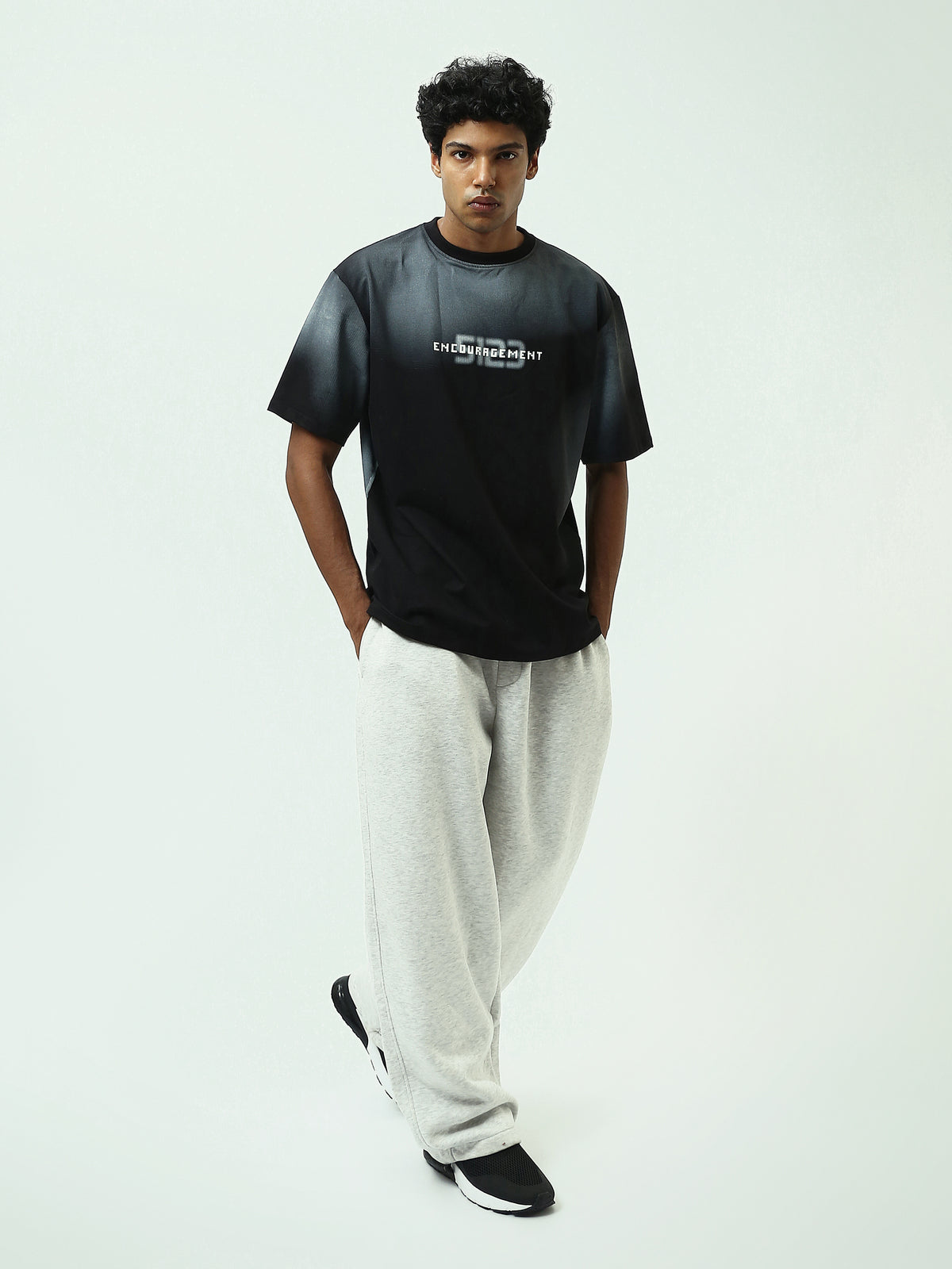 Town Team - Men's Oversized round-neck T-shirts Black Jersey