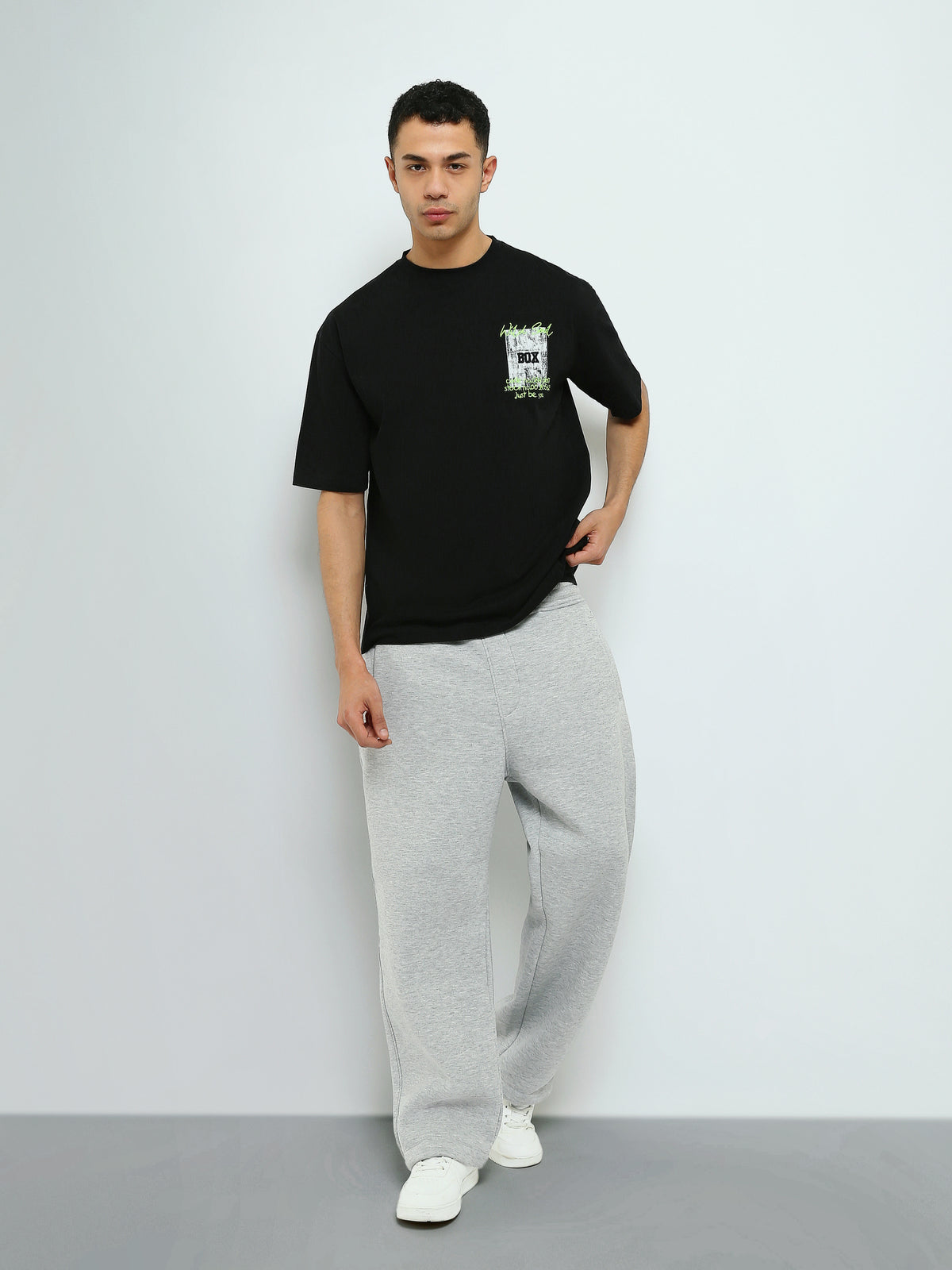 Town Team - Men's Oversized round-neck T-shirts Black Jersey