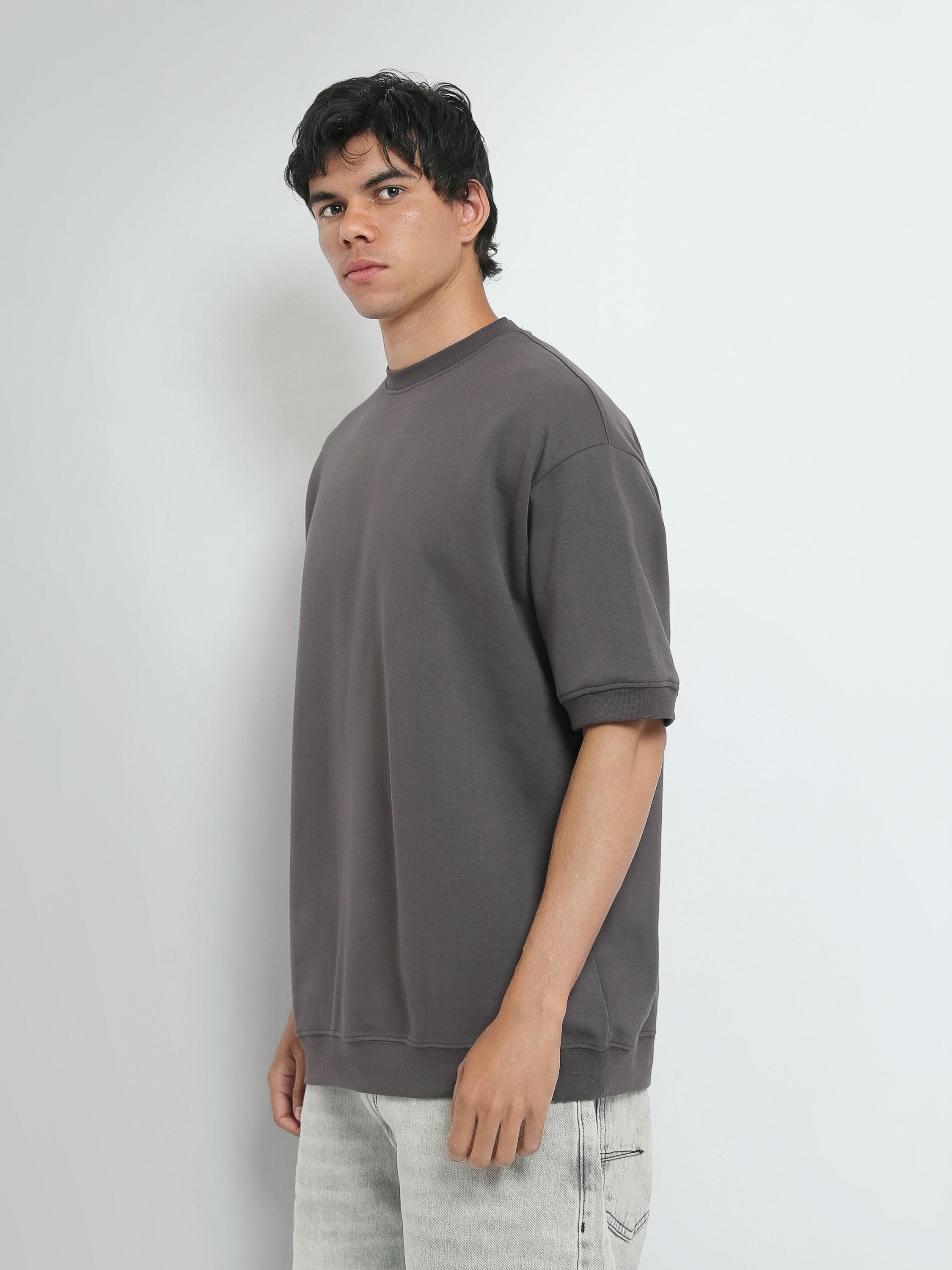 Town Team t-shirts round neck slouchy fit D-GREY