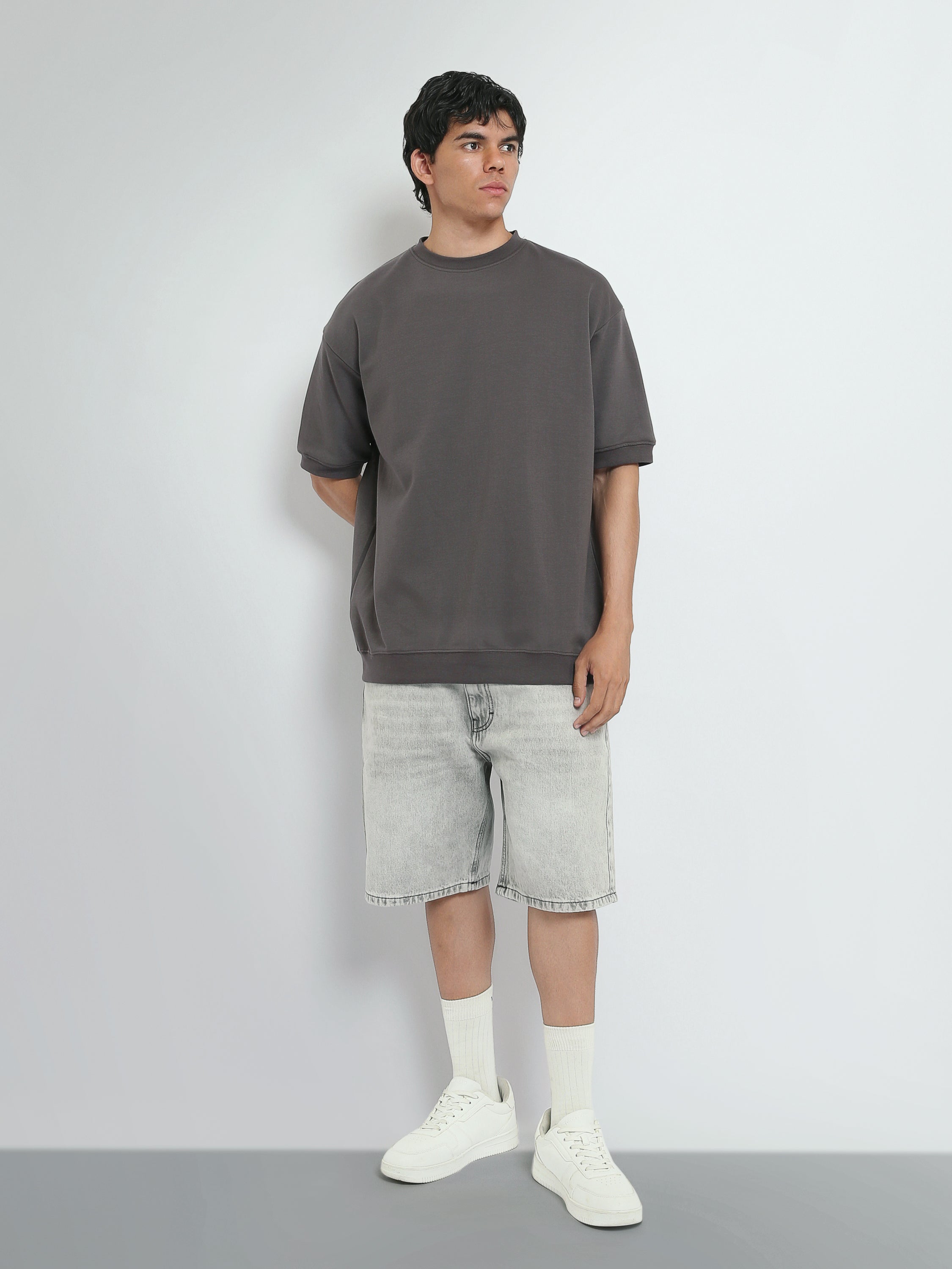 Town Team t-shirts round neck slouchy fit D-GREY