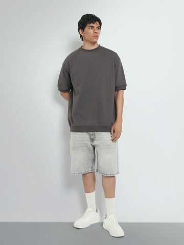 Town Team t-shirts round neck slouchy fit D-GREY