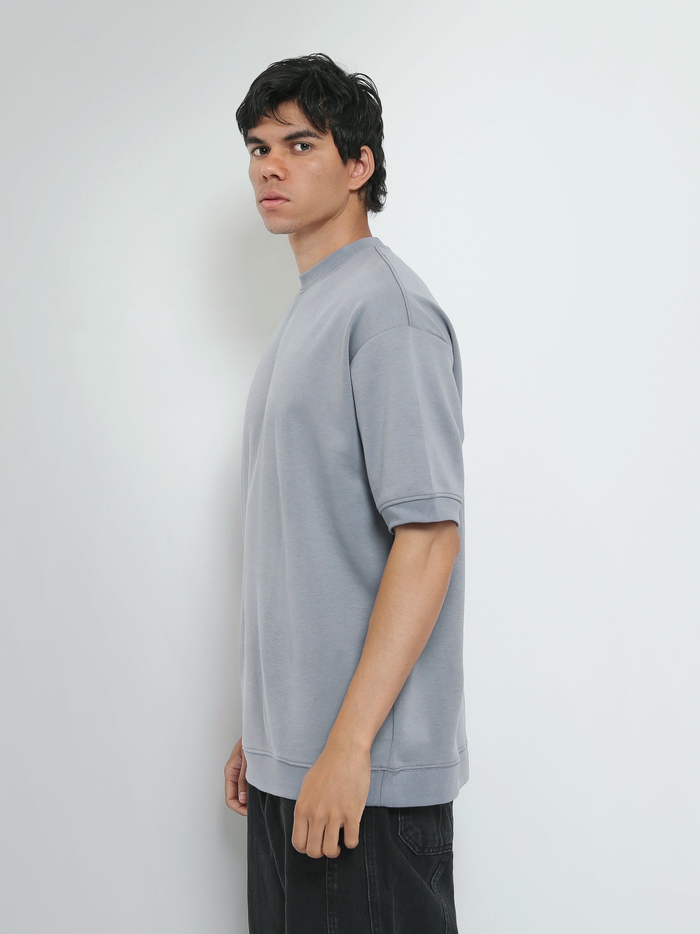 Town Team t-shirts round neck slouchy fit D-GREY