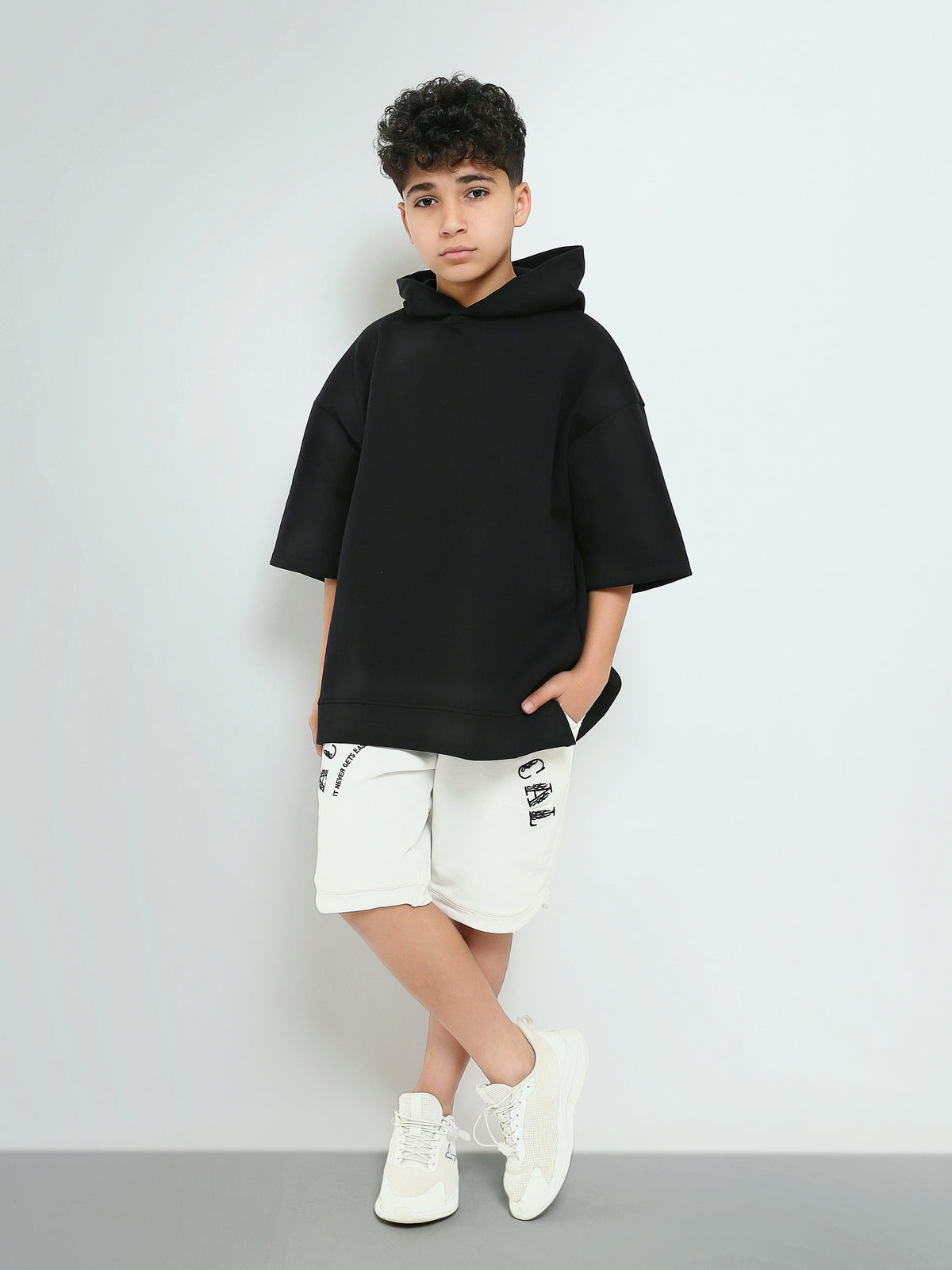 Town Team - Men's Loose round-neck Teens Boys T-shirts Black Mixed Materials