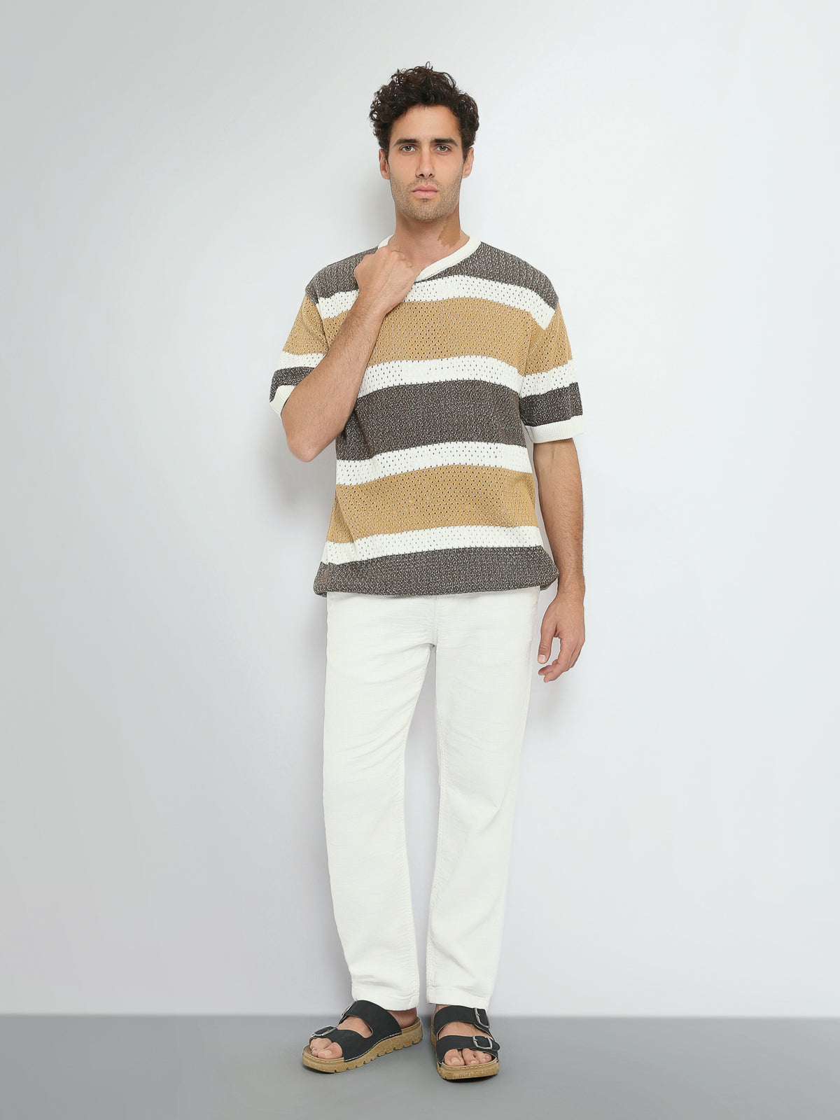 Town Team t-shirts round neck regular fit BEG/BRN