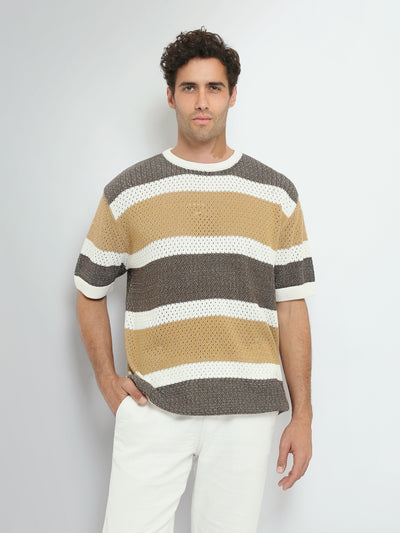 Town Team t-shirts round neck regular fit BEG/BRN