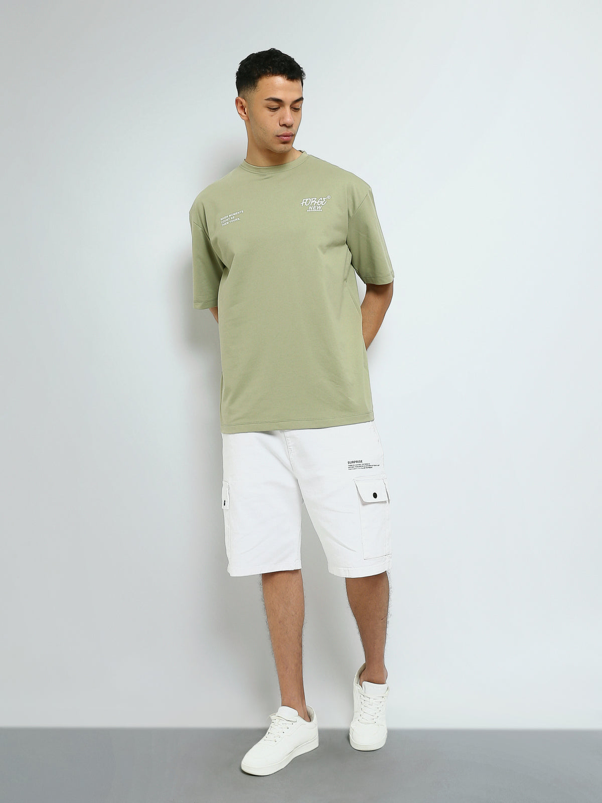 Town Team - Men's Oversized round-neck T-shirts Army Summer Melton