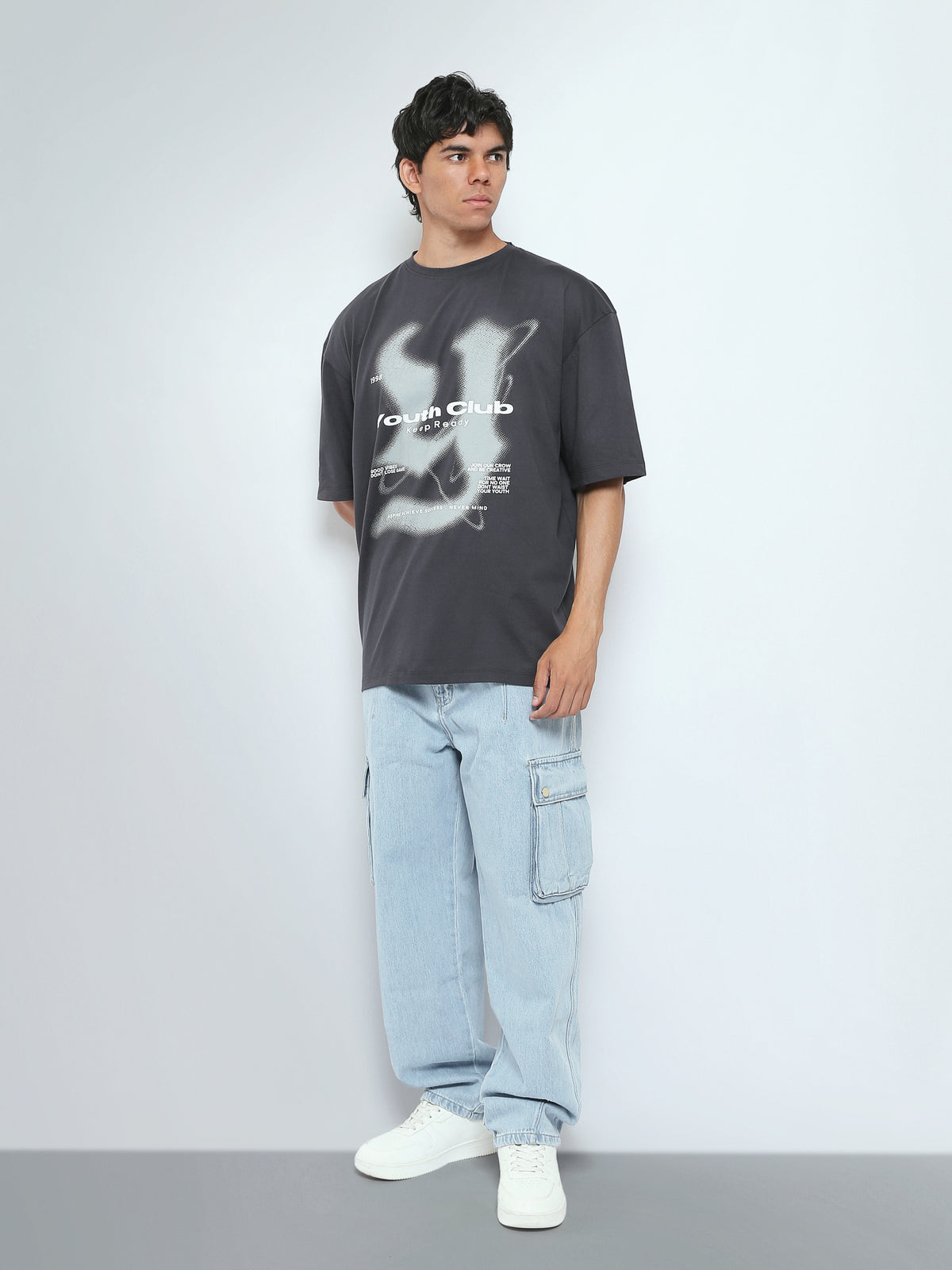 Town Team t-shirts round neck oversized fit D-GREY