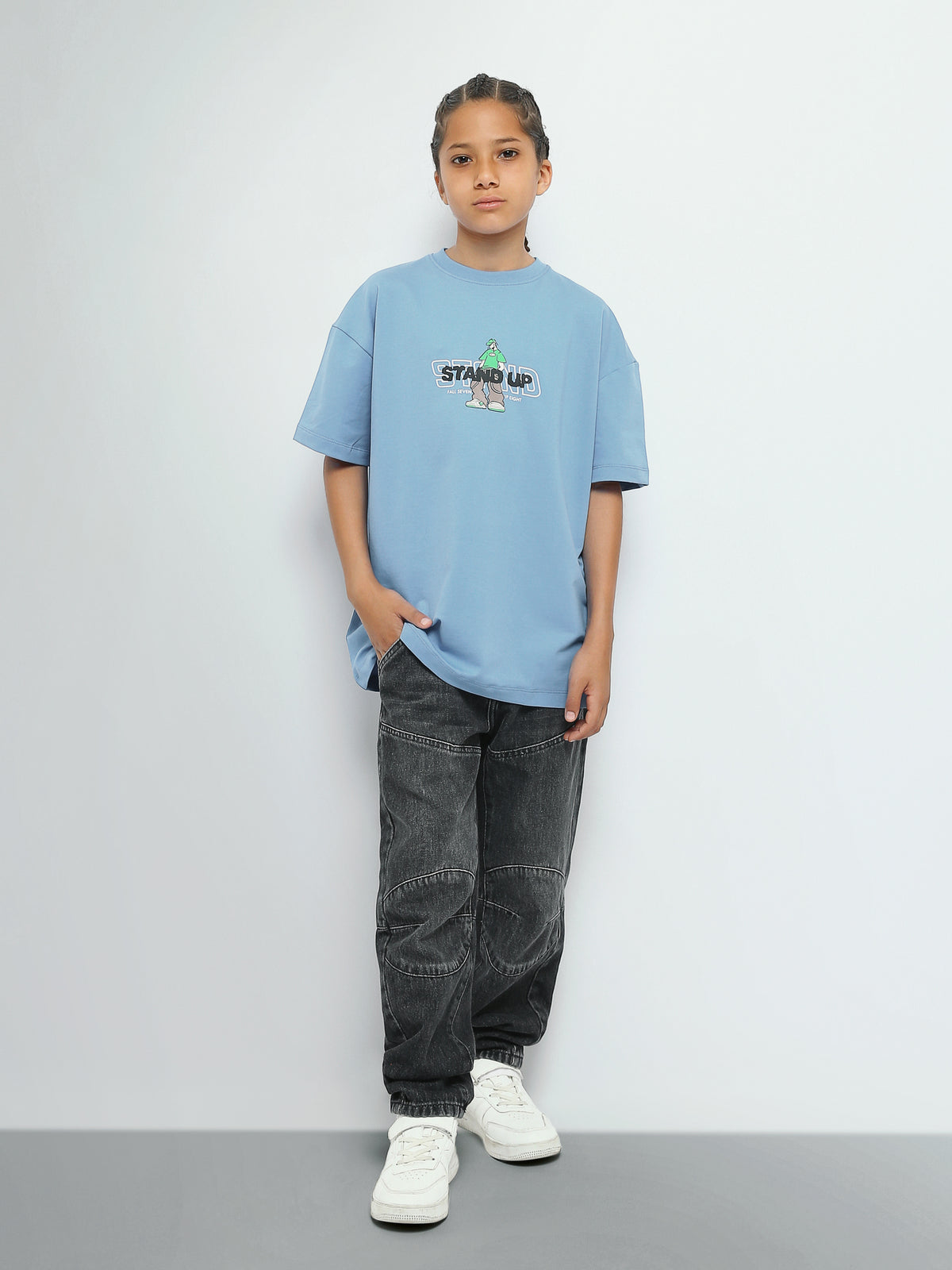 Town Team - Kids' Oversized round-neck Boys T-shirts L-BLUE Summer Melton