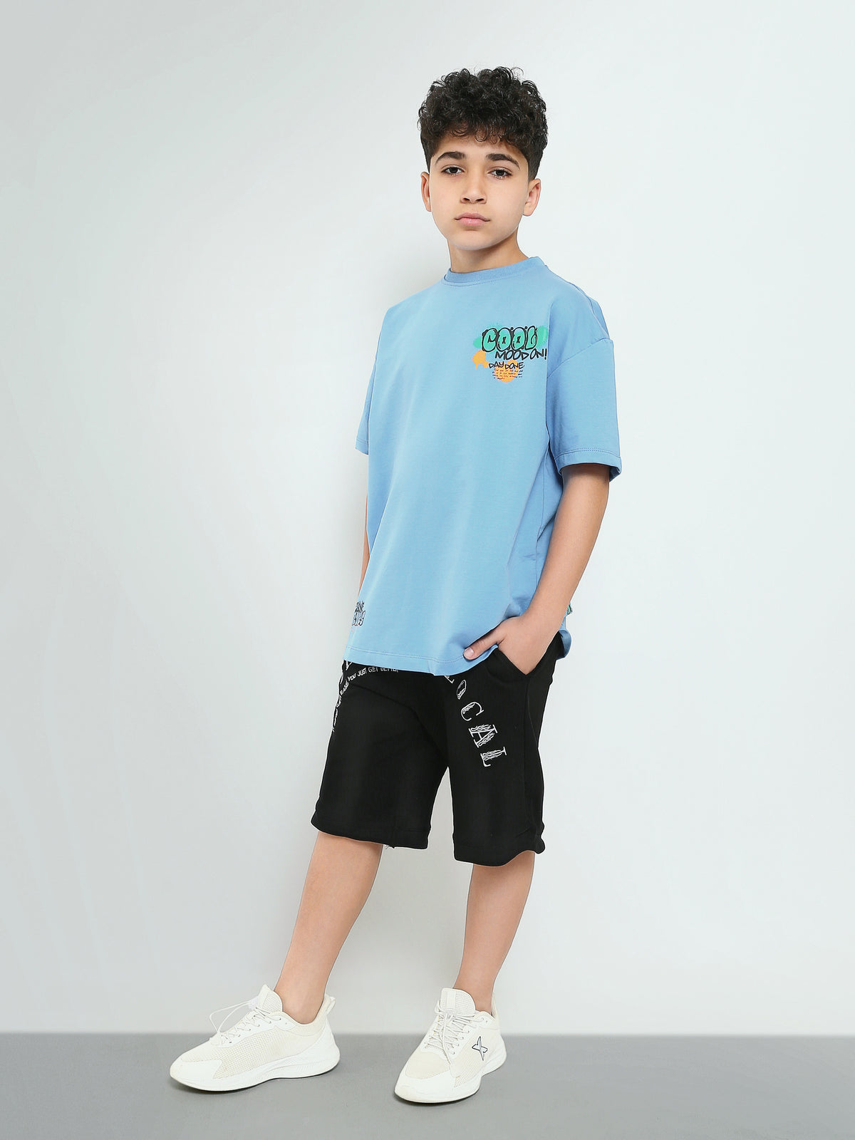 Town Team - Men's Oversized round-neck Teens Boys T-shirts L-BLUE Summer Melton